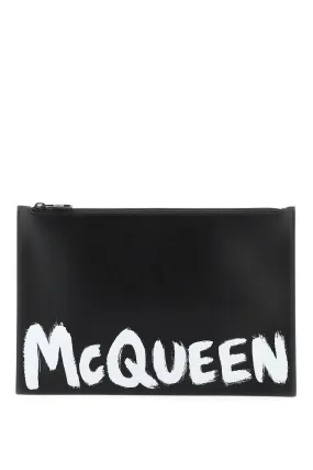 ALEXANDER MCQUEEN 'mcqueen graffiti' leather flat pouch