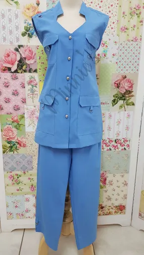 Blue 2-Piece 3/4 Pants Set YO022