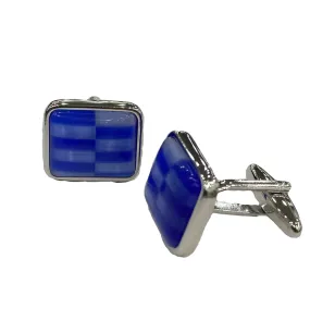 Fratello Cufflinks - Silver & Blue Check CL22