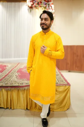 Mustard Gold Sequined Kurta